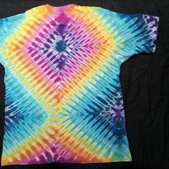 Vintage 90s Diamond Rainbow Tie Dye T-Shirt - Picture 6 of 6